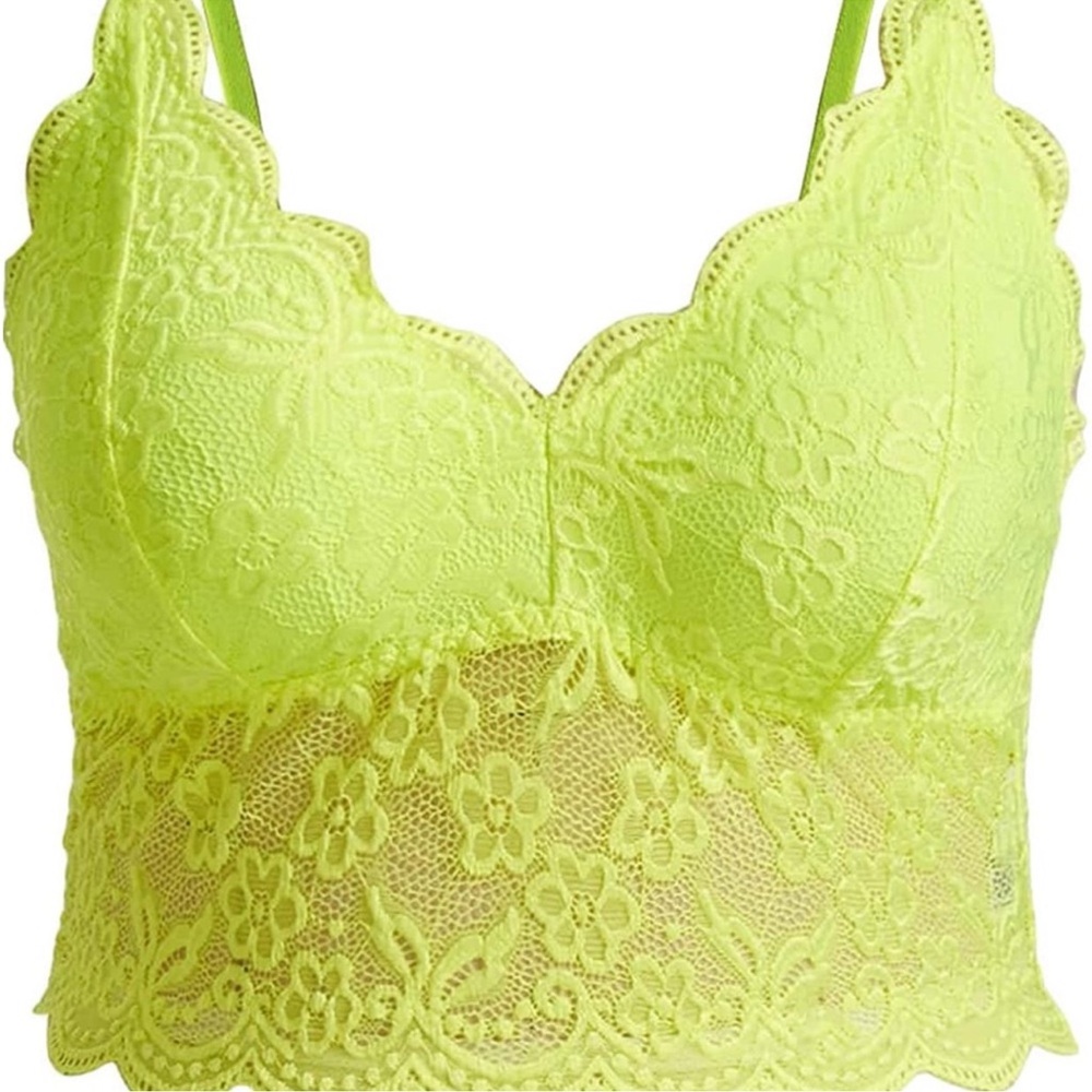 NEW SOLY HUX Plus Bralette Lace Bralette in Neon Yellow
